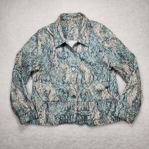 Paisley Tapestry Blazer Jacket Sz XL Boho Dark Academia Old Money Granny Preppy